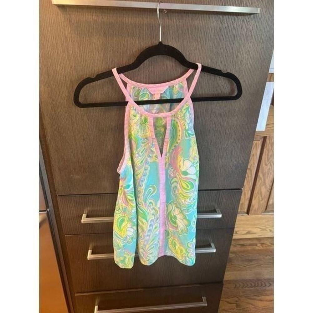 Lilly Pulitzer Tillie Silk Keyhole Tank Top Blouse BARBIE Paisley Retro medium